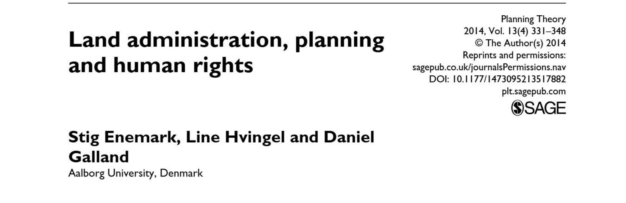 Land administration, planning and human rights