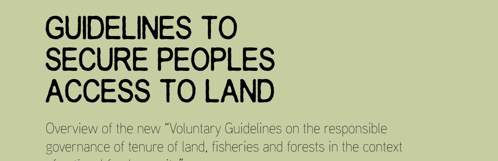 Guidelines to Secure People's Access to Land: Overview of the new VGGTs