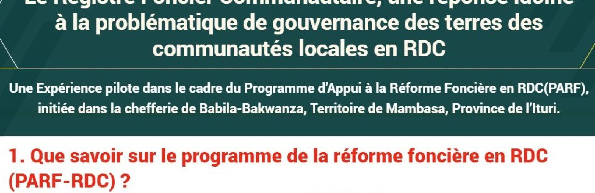 The Community Land Registry, an appropriate response to the problem of land governance for local communities in the DRC (Fr)
