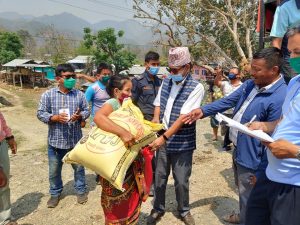 Nepal’s Belaka Municipality distributes food grains to vulnerable households. (Photo@Swostik Thapa/ Belaka)