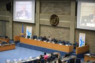 H.E. Ambassador Macharia Kamau ‐ Kenya’s Ambassador and Permanent Representative at the Kenya Mission to the United Nations addresses the gathering Photo: UN-Habitat/Judith Mulinge
