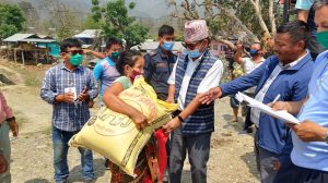 Nepal’s Belaka Municipality distributes food grains to vulnerable households. (Photo@Swostik Thapa/ Belaka)
