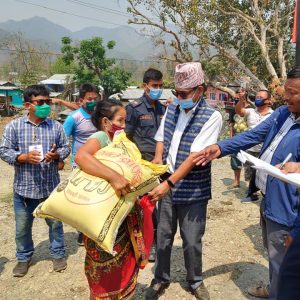 Nepal’s Belaka Municipality distributes food grains to vulnerable households. (Photo@Swostik Thapa/ Belaka)
